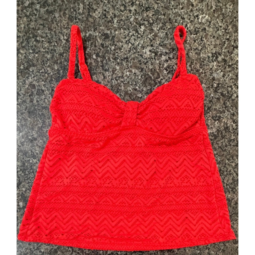 Catalina Orange‎ Sizzle Crochet Tankini Swim Top Chevron Textured M CTL37411T